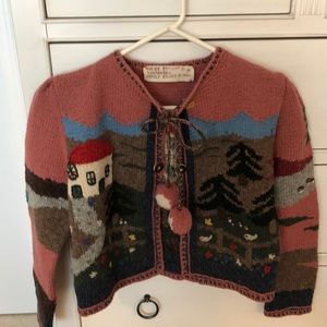 German Hand Made Sweater with Pom-Pom Tie